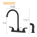 Kitchen Sink Faucet With 2 Handles And Pull Out Side Sprayer, 4 Hole Installation, Matte Black Matte Black Stainless Steel