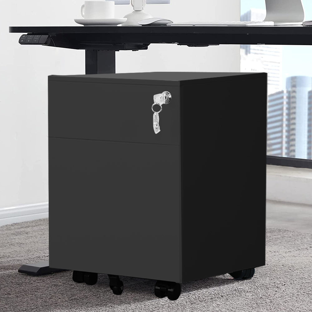 2 Drawer Mobile File Cabinet With Lock Metal