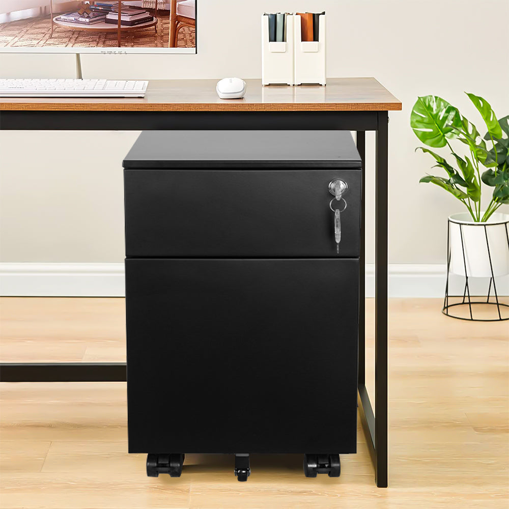 2 Drawer Mobile File Cabinet With Lock Metal