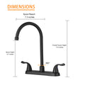 Kitchen Sink Faucet With 2 Handles, 3 Hole Installation, Matte Black Matte Black Stainless Steel