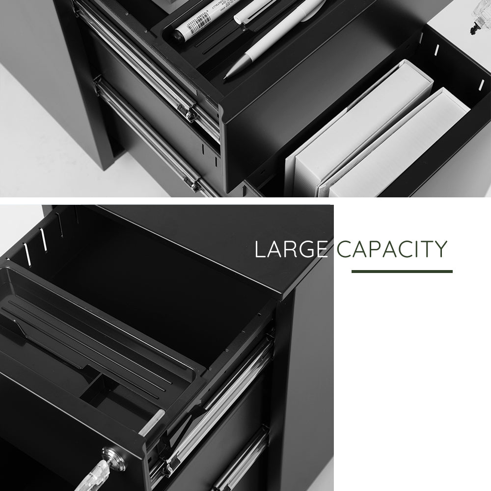 2 Drawer Mobile File Cabinet With Lock Metal