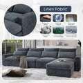 Modern Large L Shape Feather Filled Sectional Sofa, Convertible Sofa Couch With Reversible Chaise For Living Room Dark Gray Chenille 5 Seat