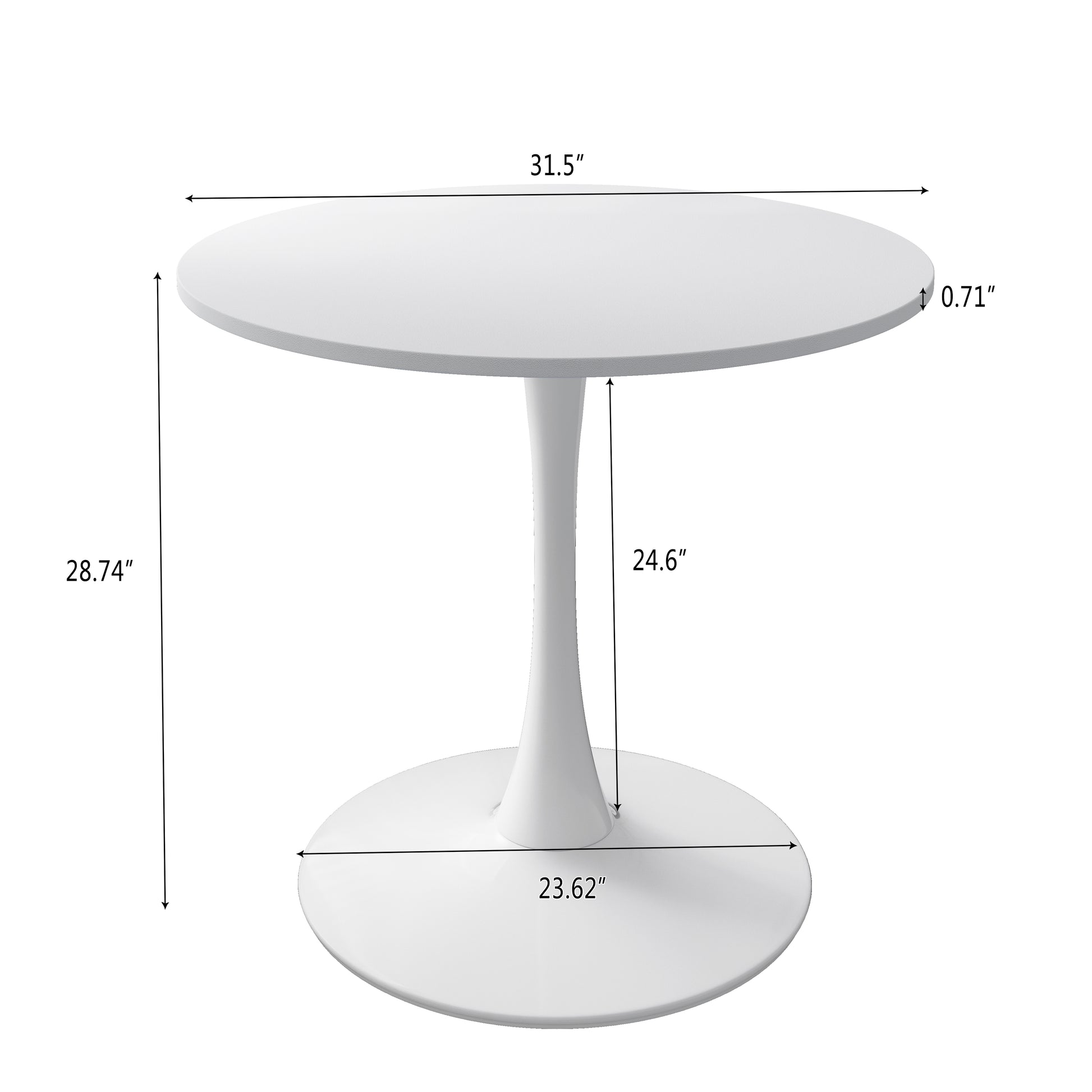 32"Modern Round Dining Table With Round Mdf Table Top,Metal Base Dining Table, End Table Leisure Coffee Table,White White Mdf