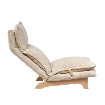 Lazy Sofa Balcony Leisure Chair Bedroom Sofa Chair Foldable Reclining Chair Leisure Single Sofa Functional Chair White Cotton Metal