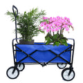 Folding Wagon Garden Shopping Beach Cart Blue Blue Steel