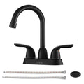 4 Inch 2 Handle Centerset Bathroom Faucet,With Pop Up Drain And 2 Water Supply Lines,Matte Black Matte Black Stainless Steel