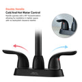 4 Inch 2 Handle Centerset Bathroom Faucet,With Pop Up Drain And 2 Water Supply Lines,Matte Black Matte Black Stainless Steel