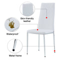 Grid Armless High Backrest Dining Chair, 8 Piece Set Of Silver Metal Legs White Chair, Office Chair. Suitable For Restaurants, Living Rooms, Kitchens, And Offices. 0924 White Pu