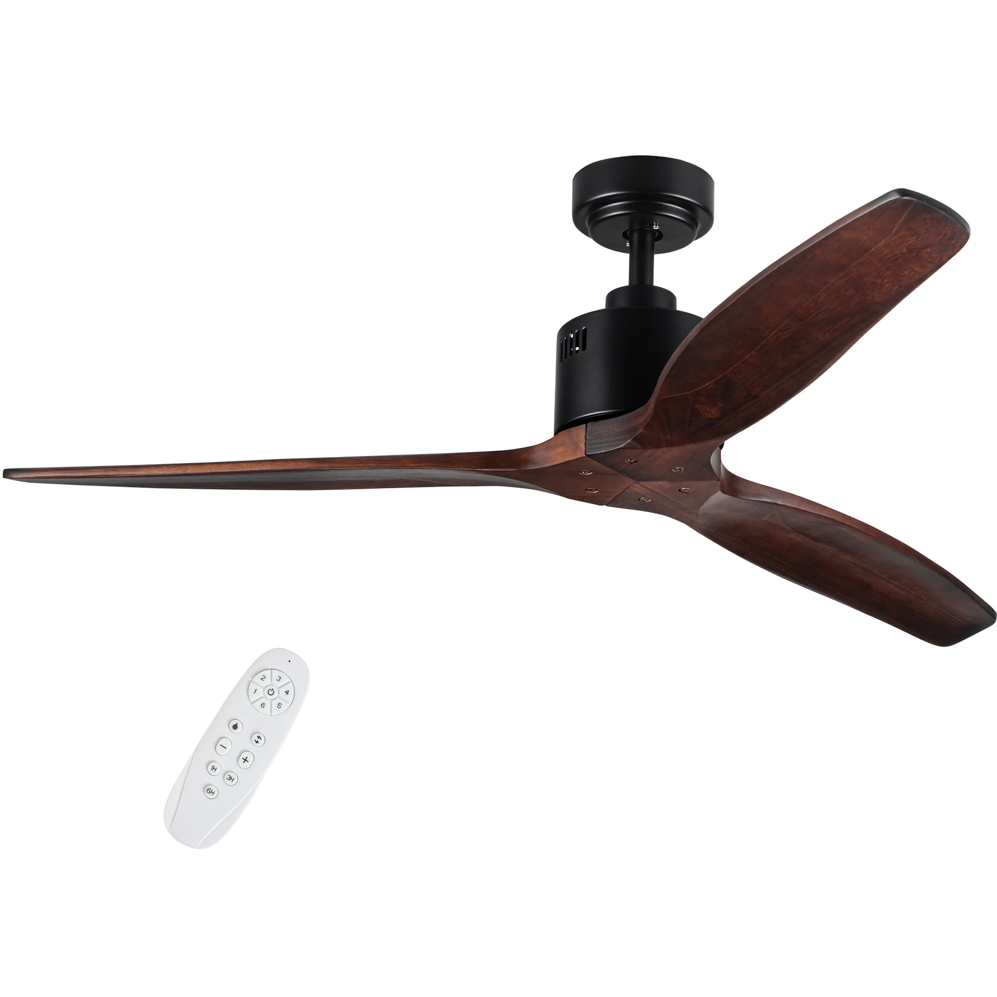 52 Antique Brown Ceiling Fan Without Light With Remote Control Antique Brown Metal & Wood