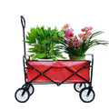 Folding Wagon Garden Shopping Beach Cart Red Red Metal