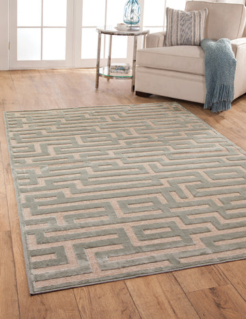 Maze Lt. Blue Grey Area Rug 8X10 Light Blue Chenille