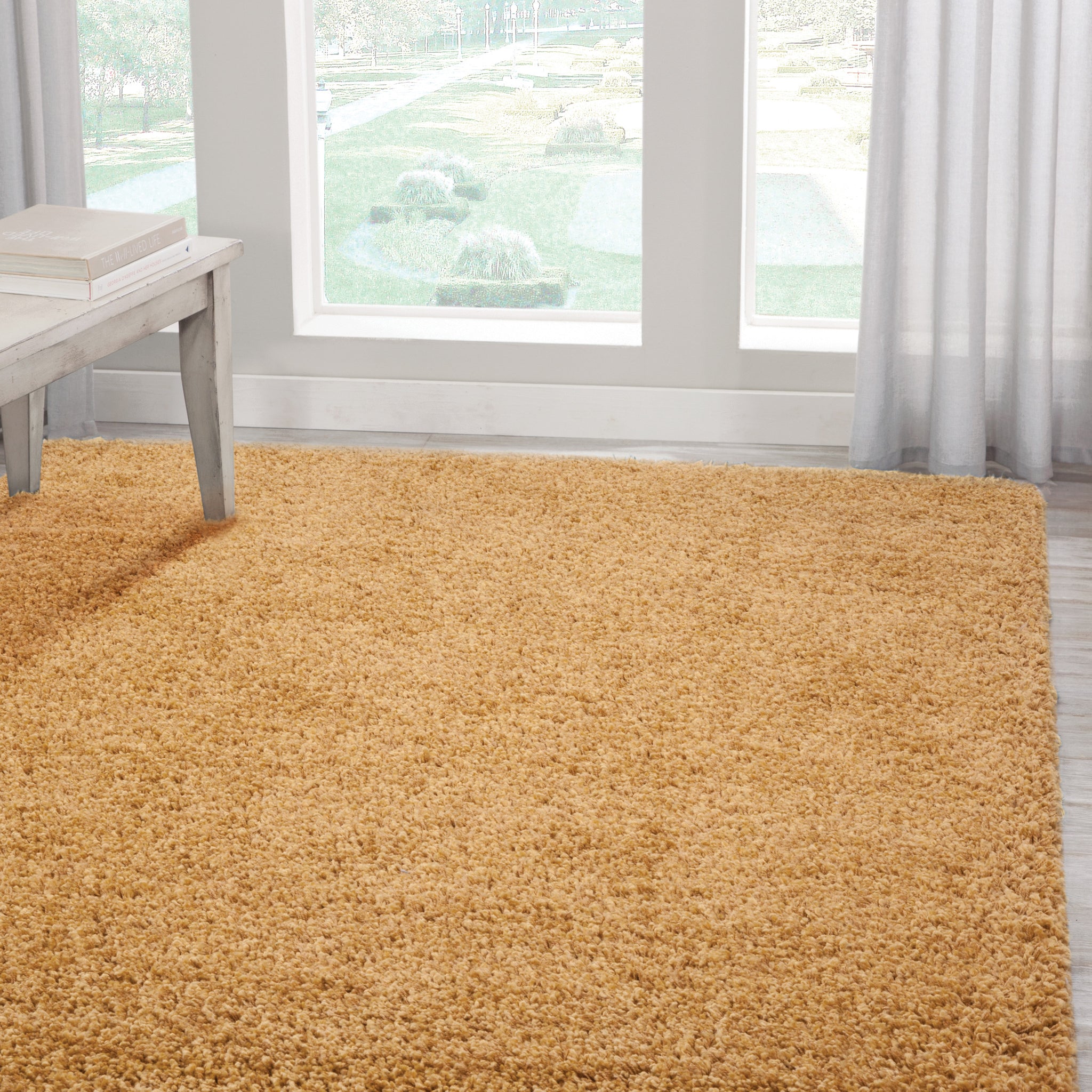 Shag Yellow Area Rug 8X10 Yellow Olefin