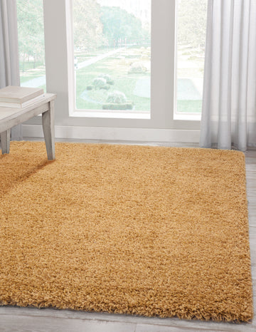 Shag Yellow Area Rug 8X10 Yellow Olefin