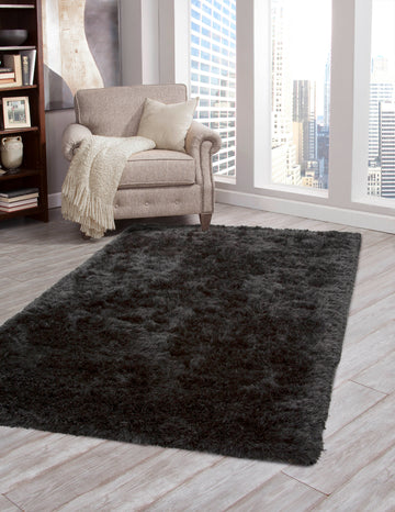 Shag Charcoal Area Rug 8X10 Charcoal Grey Polyester