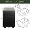 2 Drawer Mobile File Cabinet With Lock Metal