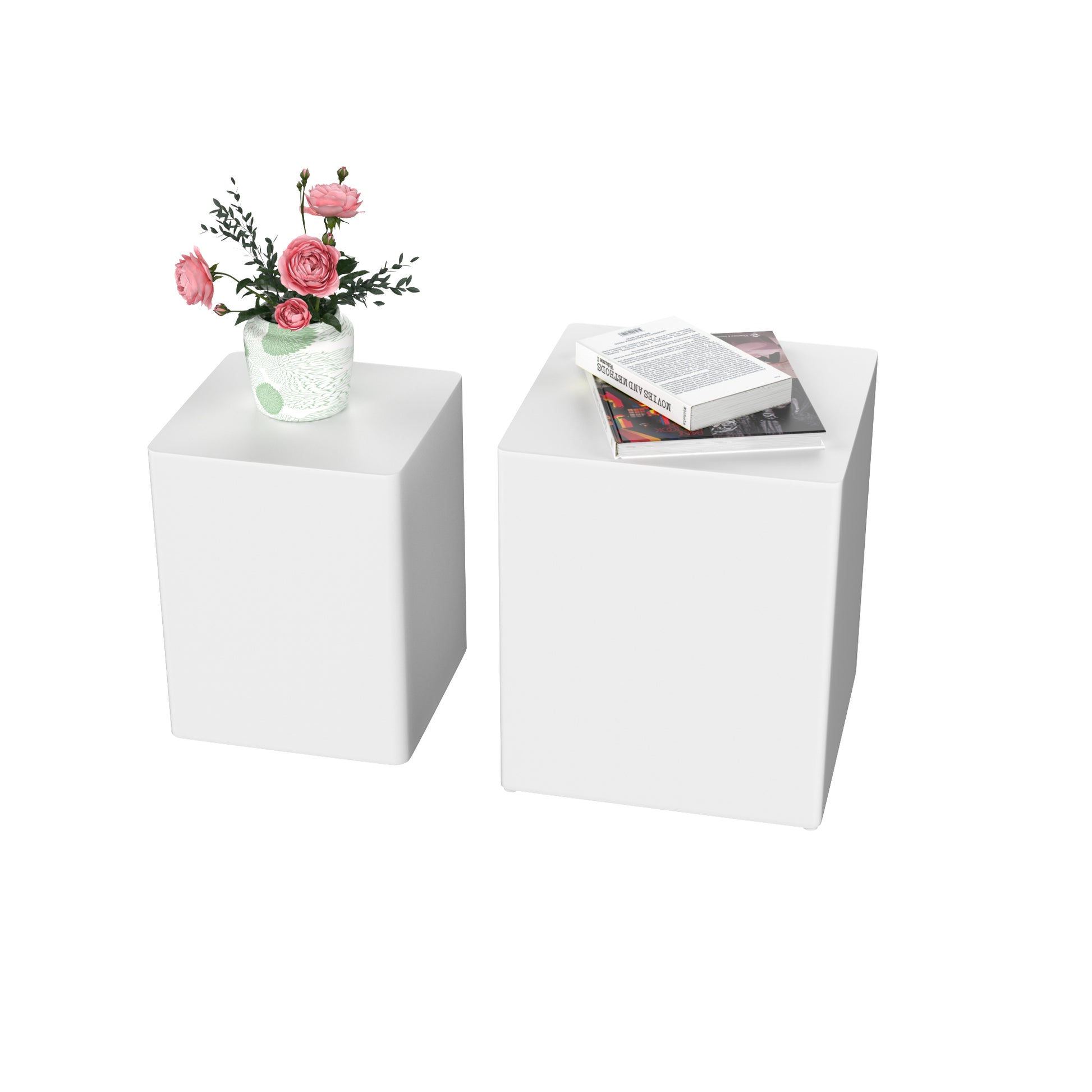 Upgrade Mdf Nesting Table Side Table Coffee Table End Table For Living Room,Office,Bedroom White,Set Of 2 White Mdf