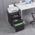 3 Drawer File Cabinet with Lock, Steel Mobile Filing black-metal