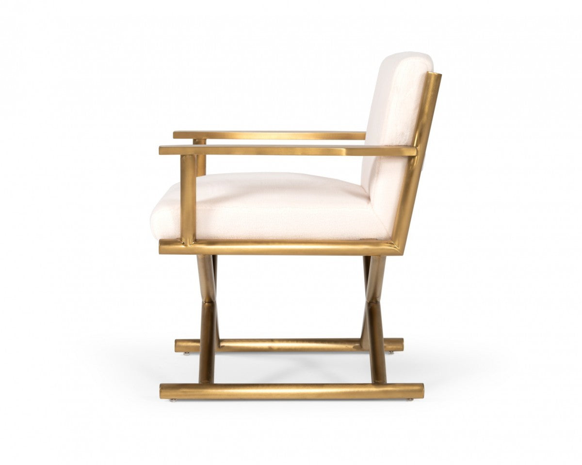 Haxtun Modern Cream Sherpa Accent Chair