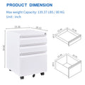 3 Drawer File Cabinet with Lock, Steel Mobile Filing white-metal