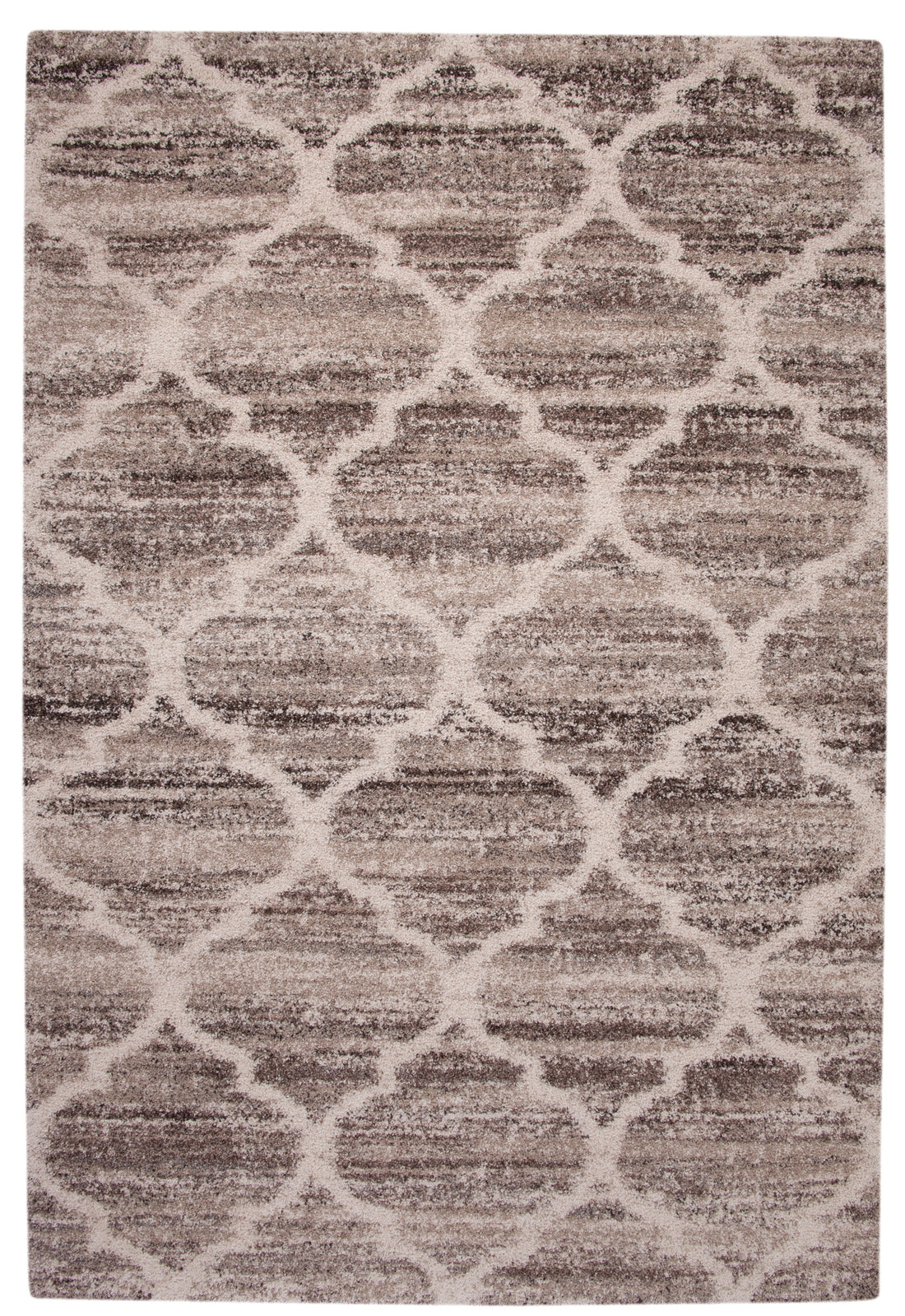 Trellis Ivory Tan Brown Area Rug 5X8 Ivory Olefin