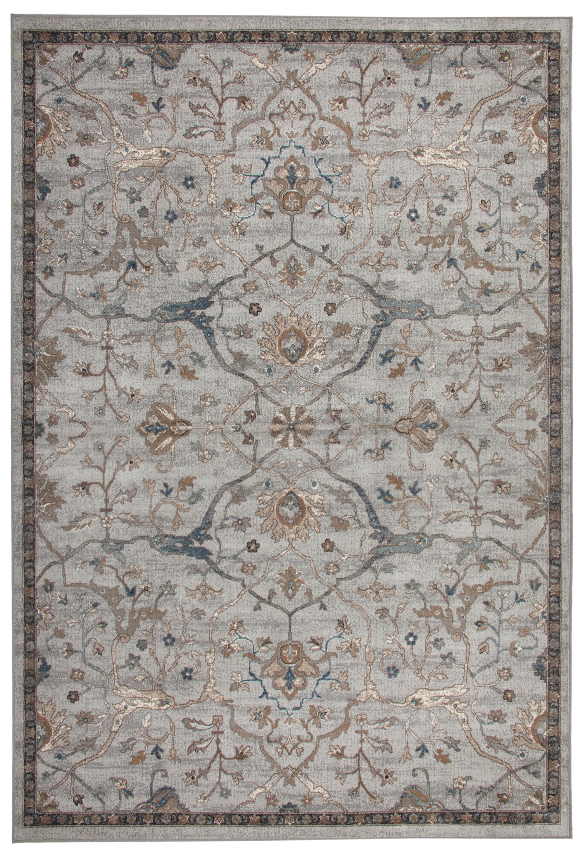 Saffron Beige, Blue, And Brown Area Rug 8X10 Light Blue Viscose