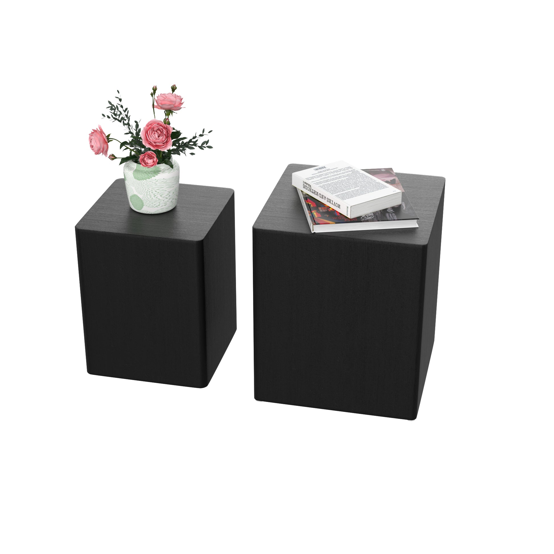 Upgrade Mdf Nesting Table Side Table Coffee Table End Table For Living Room,Office,Bedroom ,Black Oak Set Of 2 Black Mdf