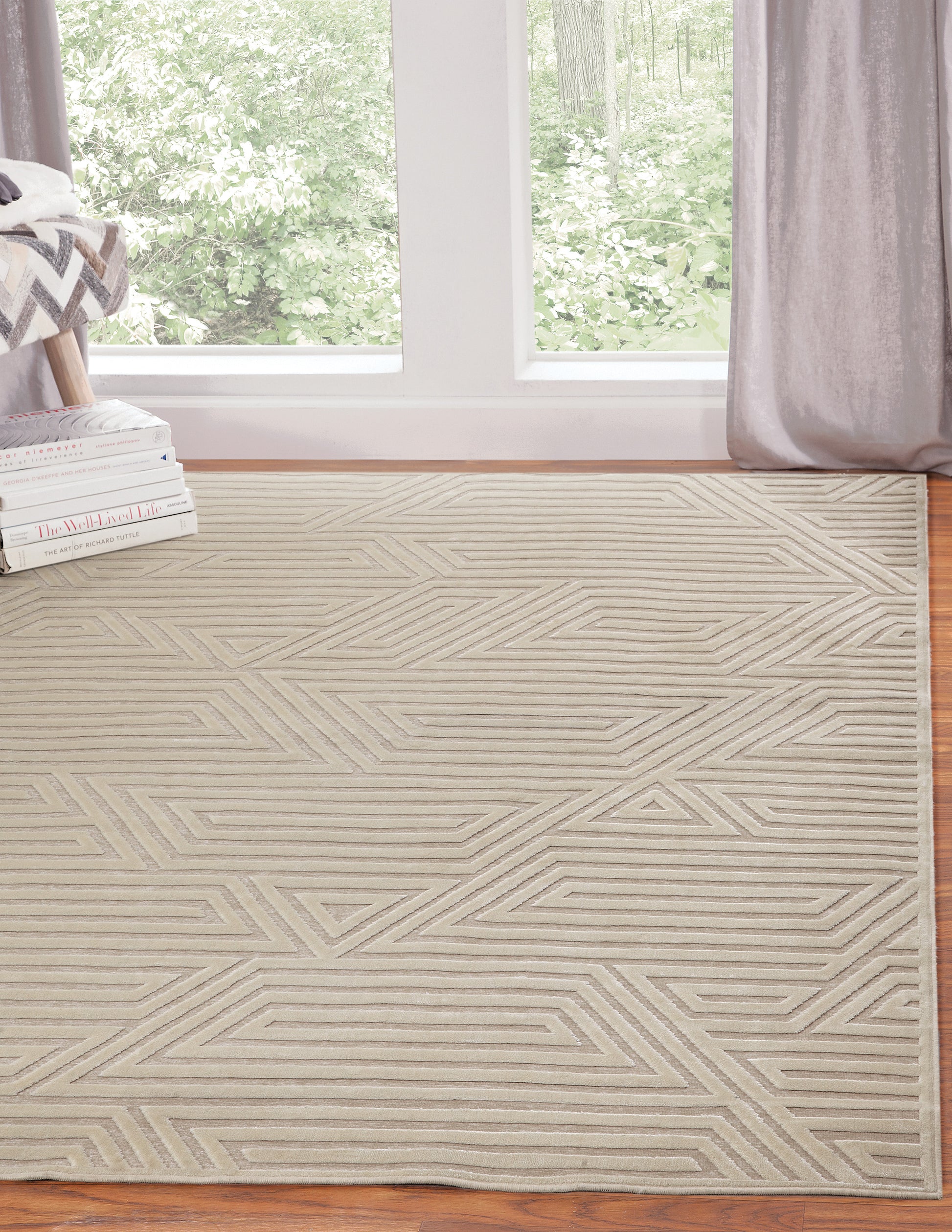 Orbit Ivory Area Rug 5X8 Ivory Chenille