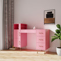 Manicure Table, Nail Makeup Desk With Drawers Pink Mdf