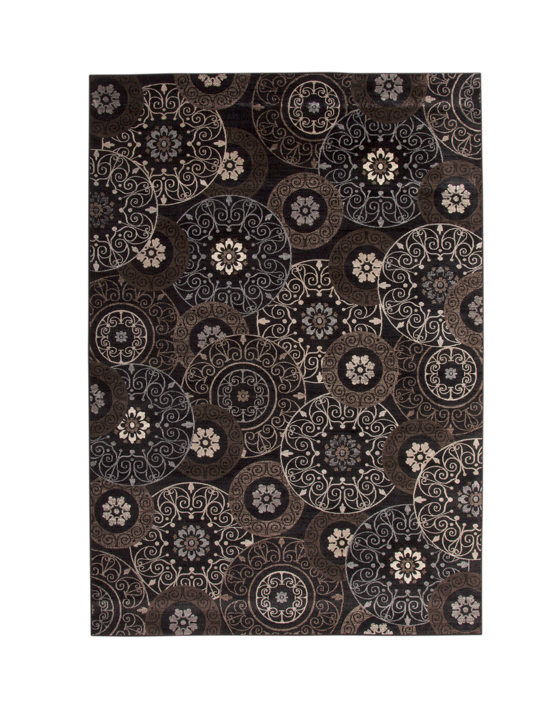 Lundy Chocolate Black Beige Area Rug 5X8 Chocolate Viscose