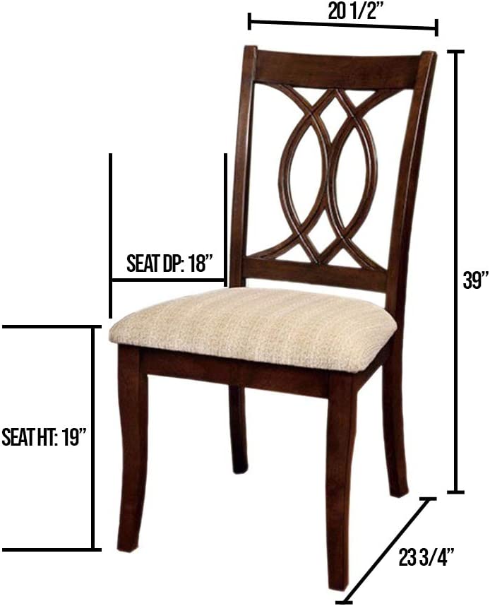 Classic Transitional Dining Chairs Brown Cherry Solid Wood Padded Fabric Seat Set Of 2 Side Chairs Dining Room Furniture Beautifully Crafted Chairs Cherry Brown Dining Room Classic,Traditional Dining Chairs Rubberwood Solid Wood