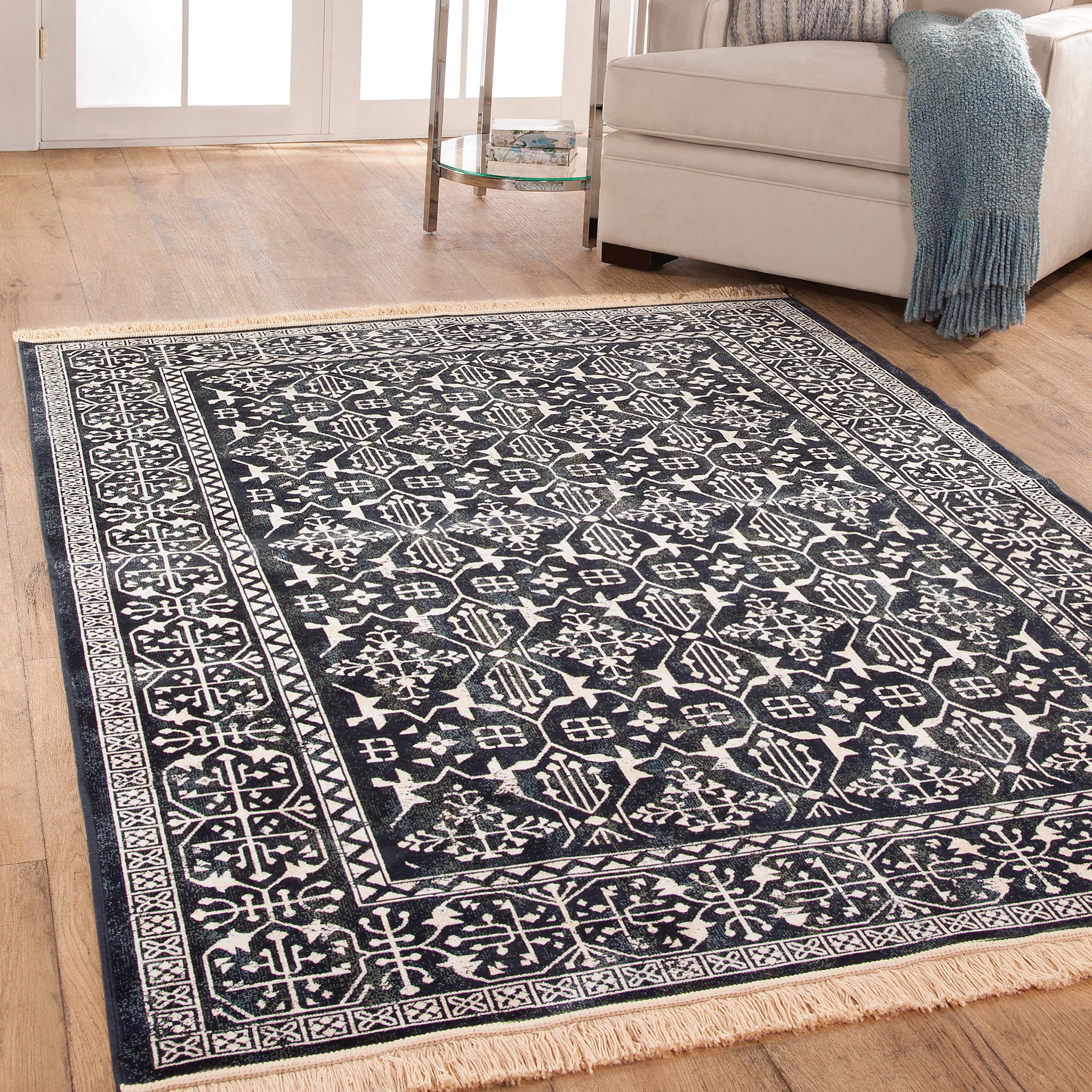 Rothbury Navy White Area Rug 8X10 Navy Viscose