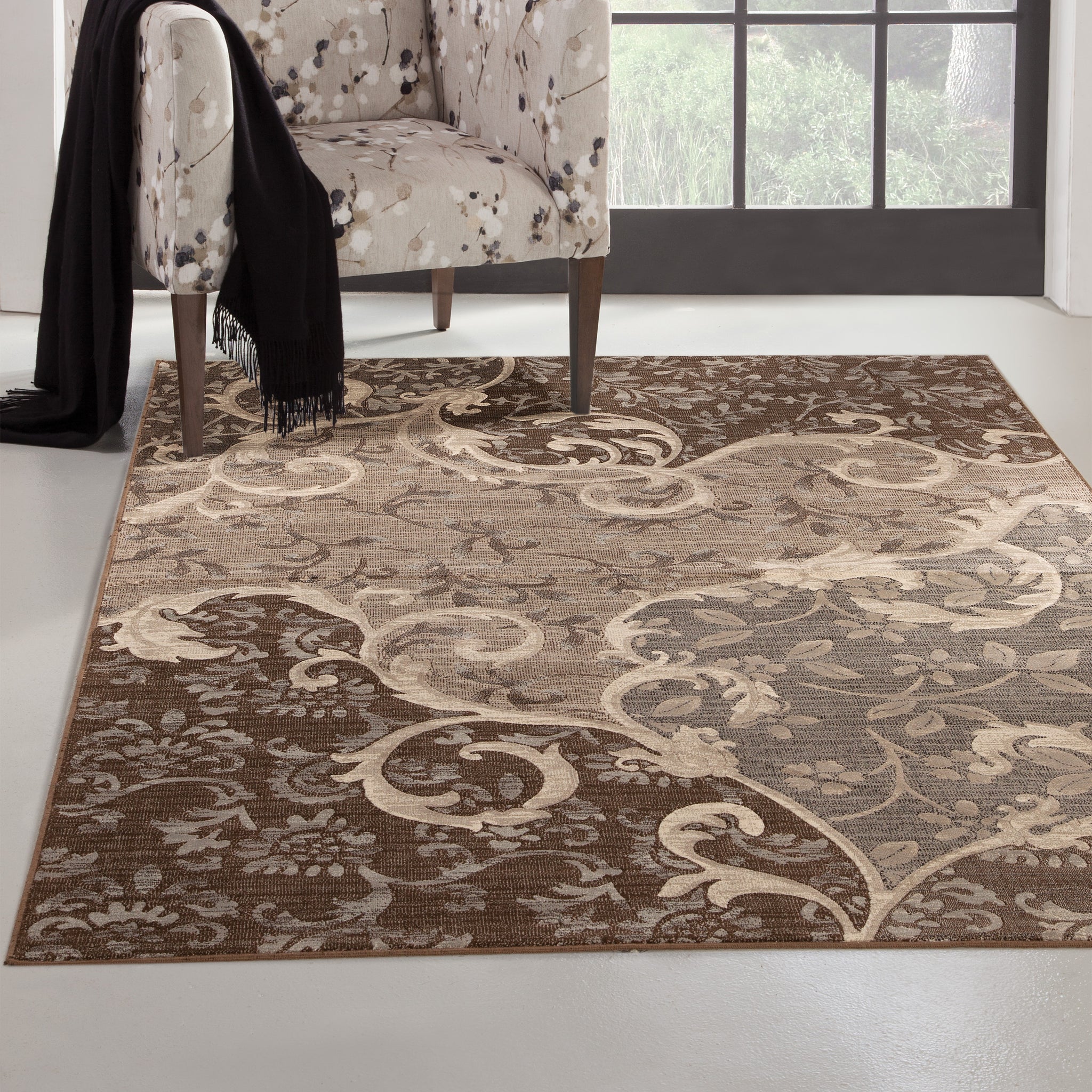 Chauncy Grey Chocolate Area Rug 8X10 Grey Viscose