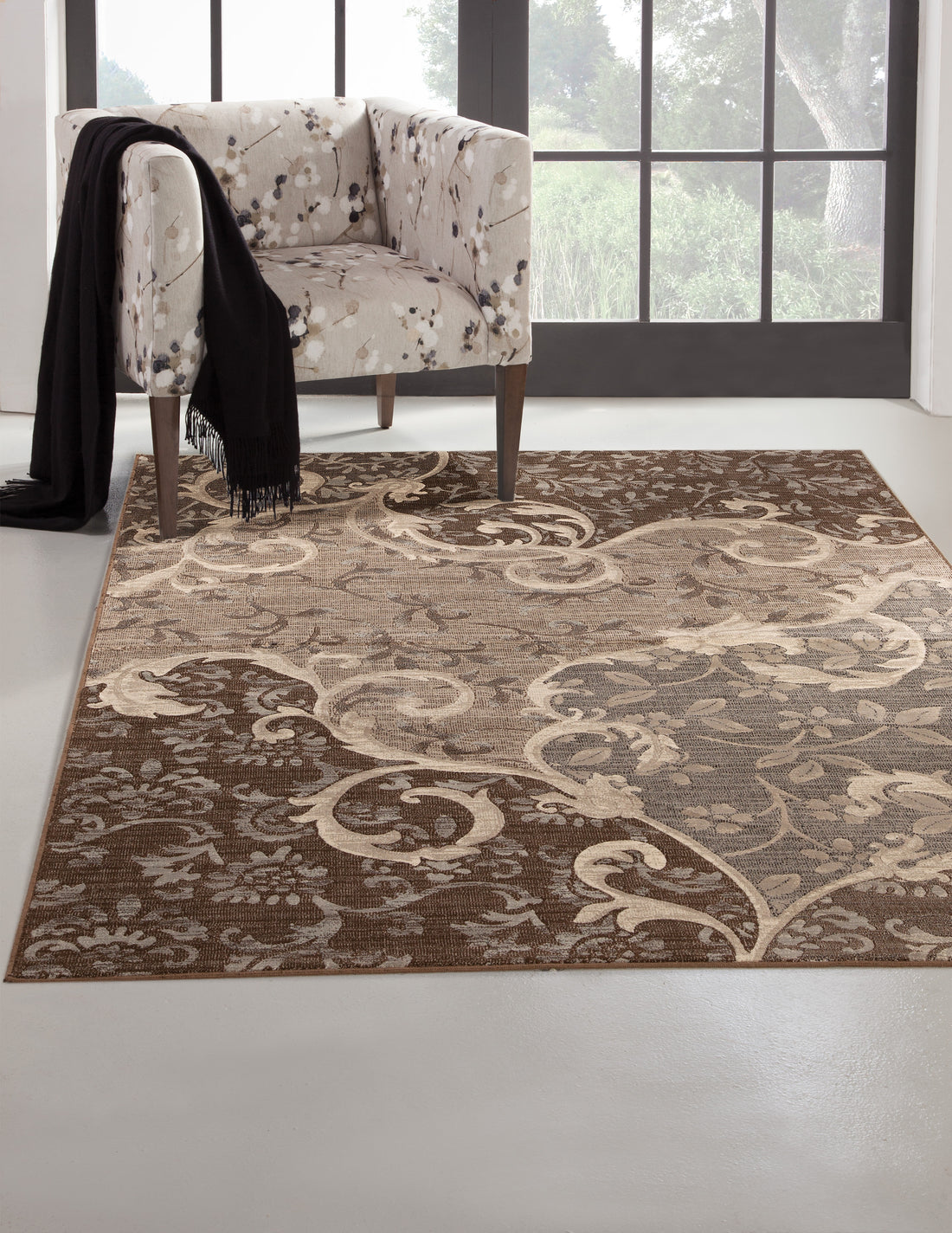 Chauncy Grey Chocolate Area Rug 8X10 Grey Viscose