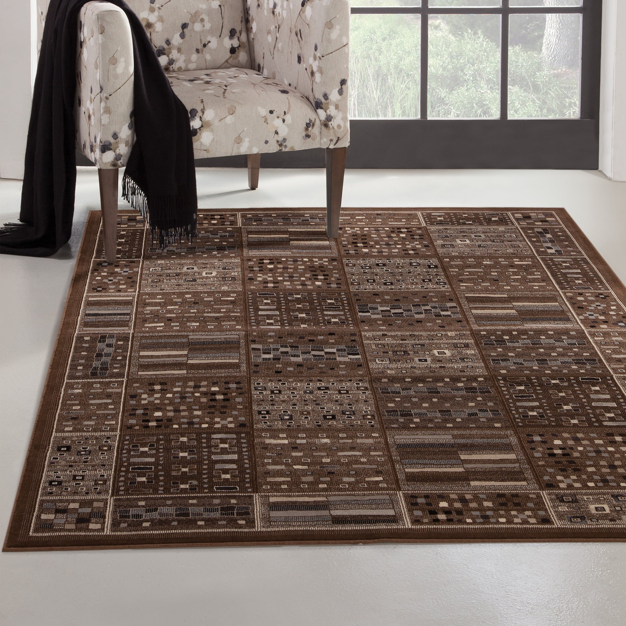 Drexel Chocolate Ivory Grey Area Rug 8X10 Chocolate Viscose