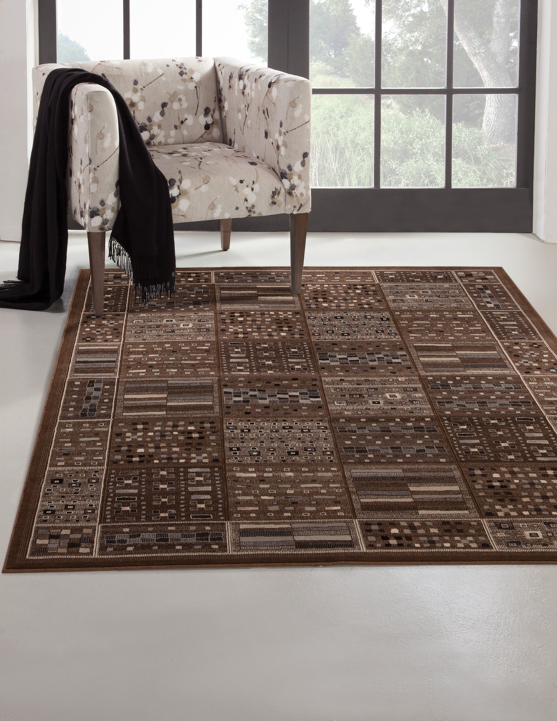 Drexel Chocolate Ivory Grey Area Rug 8X10 Chocolate Viscose