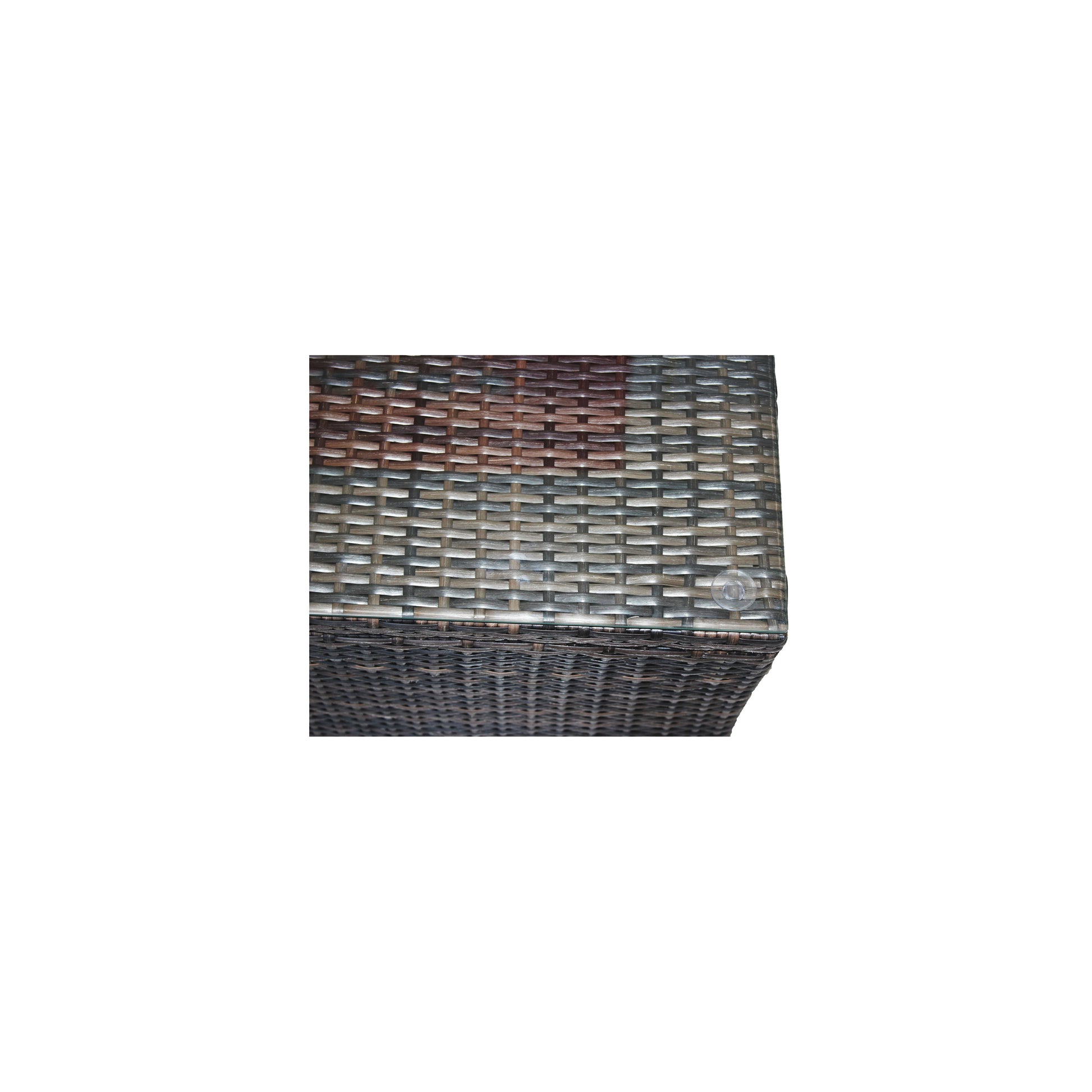 Outdoor Patio Furniture 1 Coffee Table With Clear Tempered Glass Brown Rattan