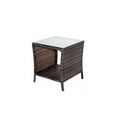 Outdoor Patio Furniture 1 Coffee Table With Clear Tempered Glass Brown Rattan