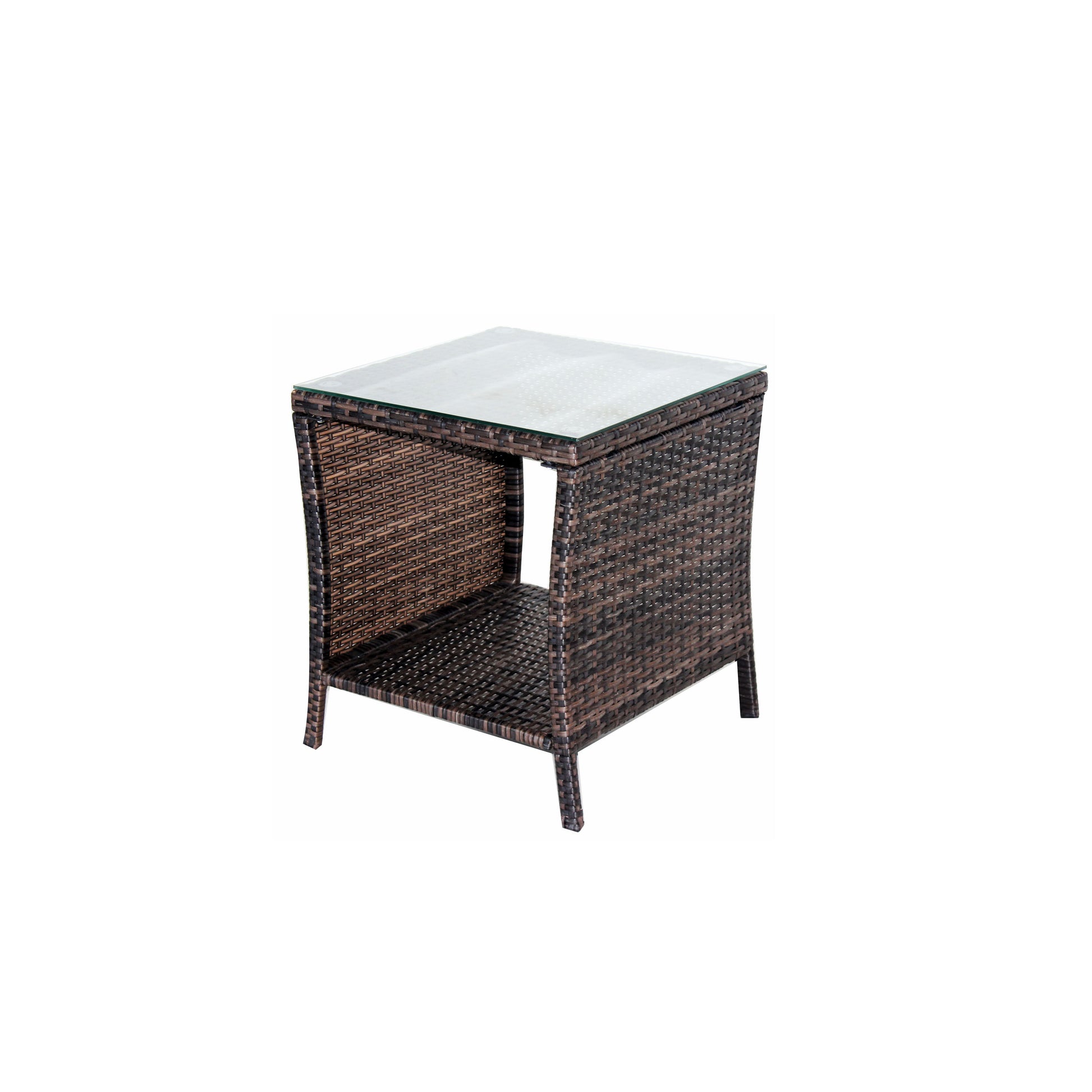 Outdoor Patio Furniture 1 Coffee Table With Clear Tempered Glass Brown Rattan