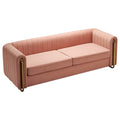 Contemporary Velvet Sofa Couch 84.25''W For Living Room, Pink Pink Velvet Wood Primary Living Space Tufted Back Modern Rolled Arms Foam Velvet 2 Seat