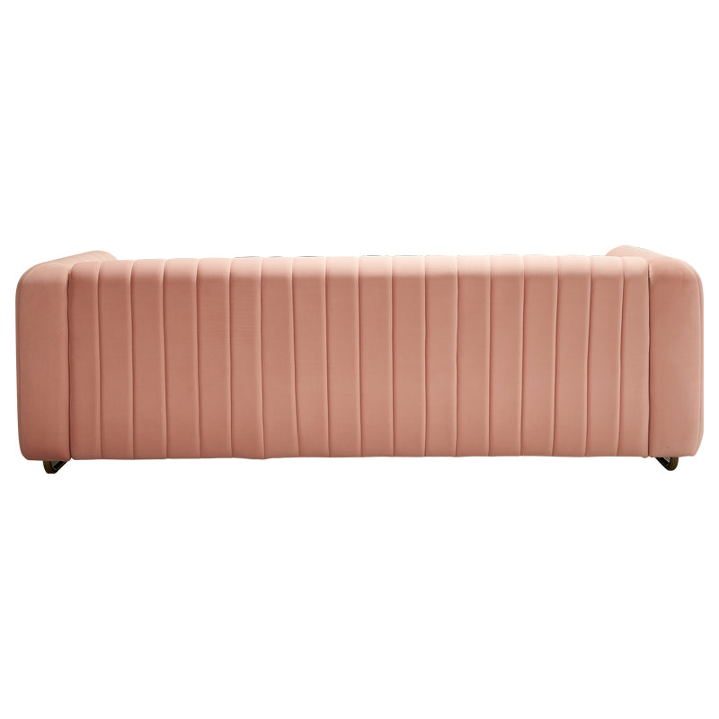 Contemporary Velvet Sofa Couch 84.25''W For Living Room, Pink Pink Velvet Wood Primary Living Space Tufted Back Modern Rolled Arms Foam Velvet 2 Seat