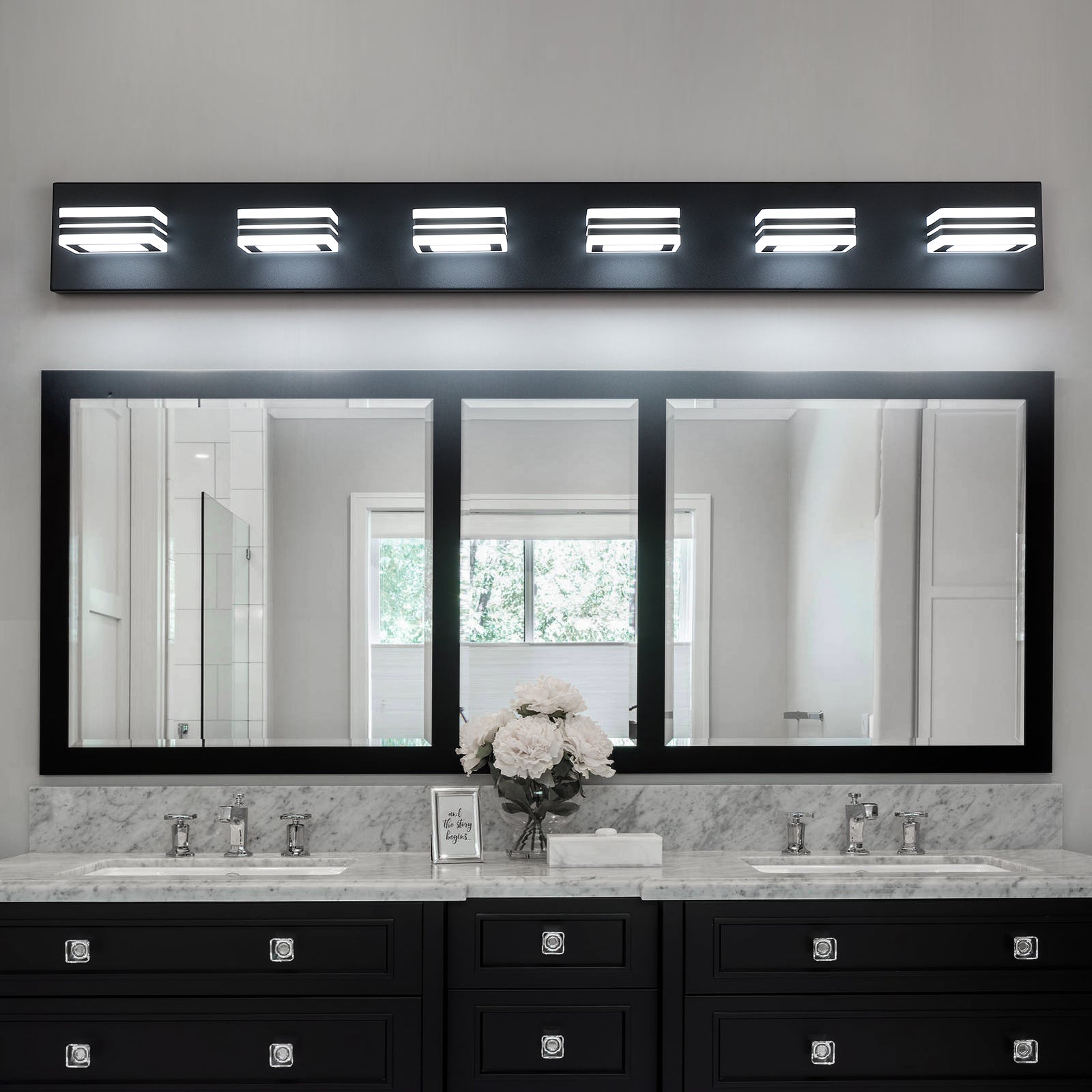 Same As W134070930 L2005 Led Modern Black Vanity Lights, 6 Lights Acrylic Matte Black Bathroom Vanity Lights Over Mirror Black Acrylic,Iron