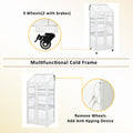 62Inch Height Wood Large Greenhouse Balcony Portable Cold Frame With Wheels And Adjustable Shelves For Outdoor Indoor Use, White White Garden & Outdoor Casual Wood Solid Wood