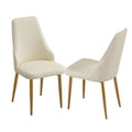 Dining Chair With Pu Leather White Strong Metal Legs Set Of 2 White Pu Leather