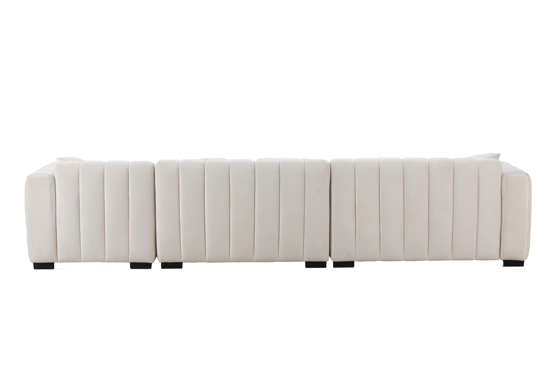 L Shape Sectional Sofa With Deep Tufted Velvet Upholstered Right Chaise Modular Sofa Beige Beige Fabric