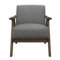 Modern Home Furniture Gray Fabric Upholstered 1Pc Accent Chair Walnut Finish Wood Cushion Back And Seat Furniture Gray Primary Living Space Retro Solid Wood