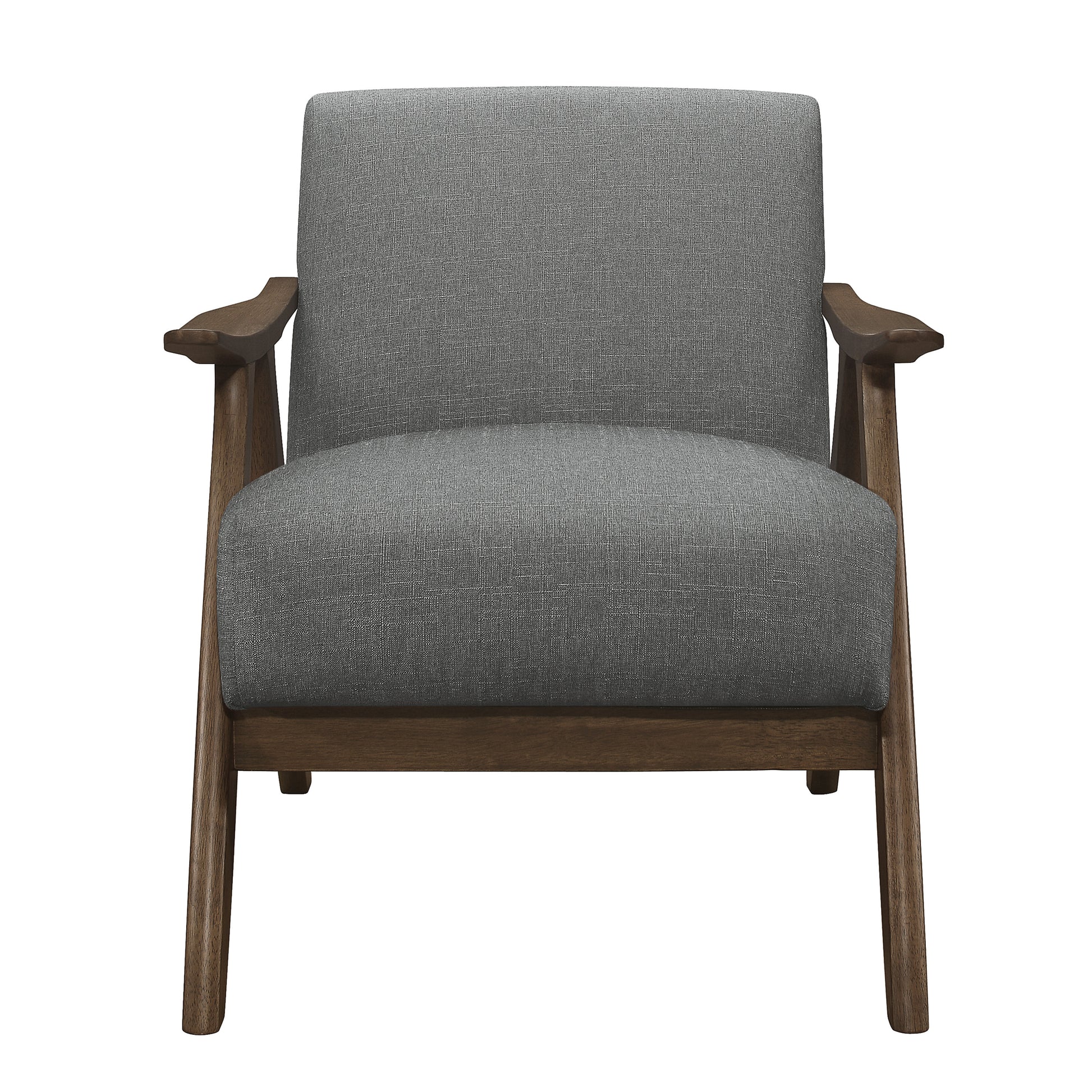 Modern Home Furniture Gray Fabric Upholstered 1Pc Accent Chair Walnut Finish Wood Cushion Back And Seat Furniture Gray Primary Living Space Retro Solid Wood