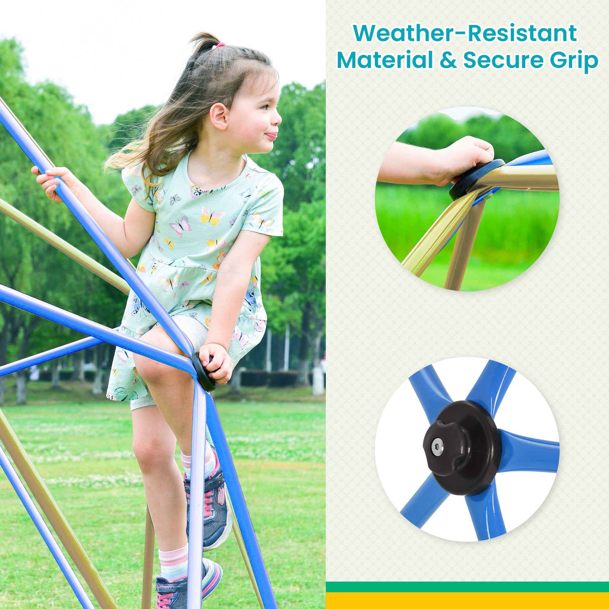 Kids Climbing Dome Tower 12 Ft Jungle Gym Geometric Playground Dome Climber Monkey Bars Play Center, Rust & Uv Resistant Steel Supporting 1000 Lbs Coffee Metal