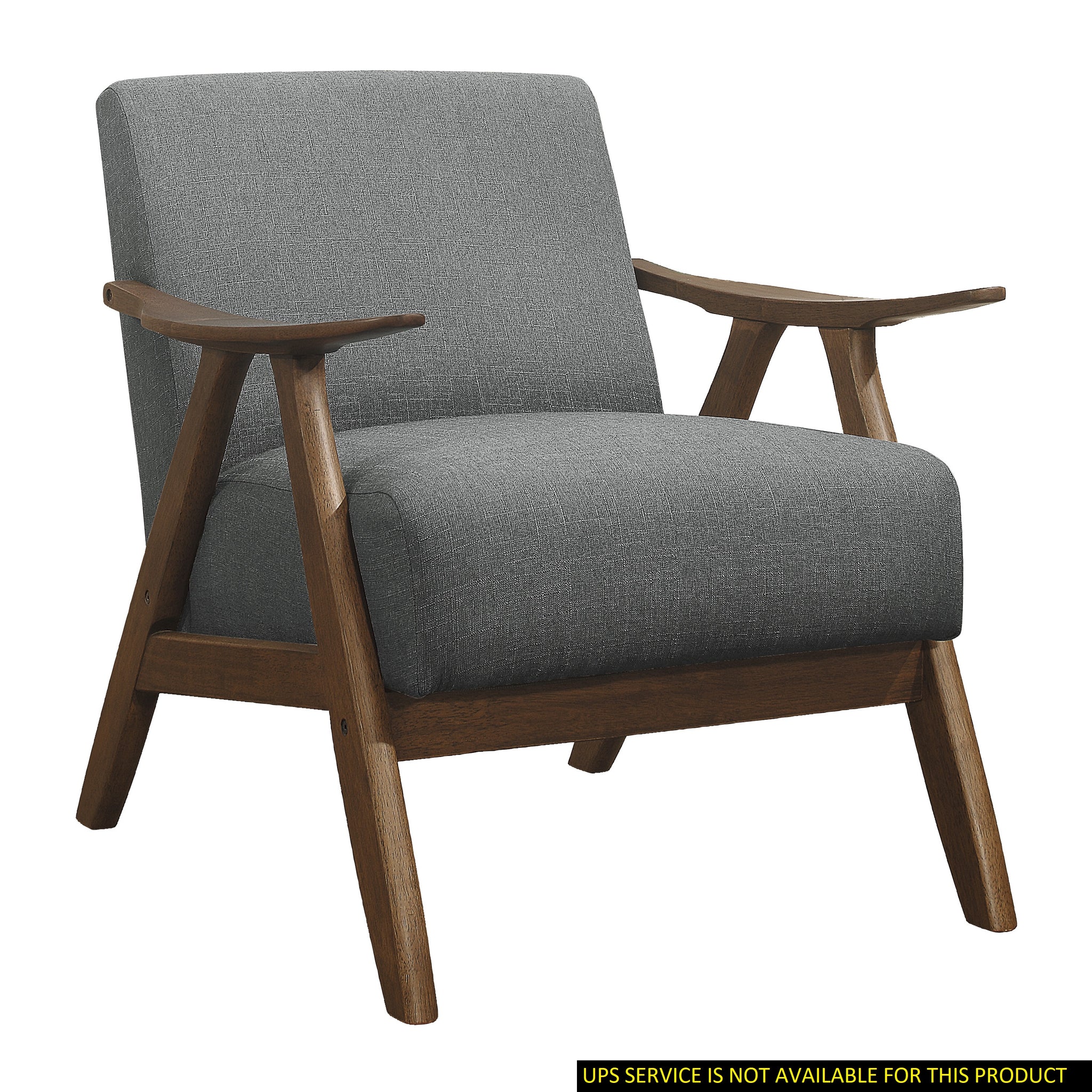 Modern Home Furniture Gray Fabric Upholstered 1Pc Accent Chair Walnut Finish Wood Cushion Back And Seat Furniture Gray Primary Living Space Retro Solid Wood