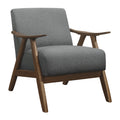 Modern Home Furniture Gray Fabric Upholstered 1Pc Accent Chair Walnut Finish Wood Cushion Back And Seat Furniture Gray Primary Living Space Retro Solid Wood