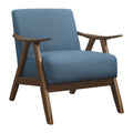 Modern Home Furniture Blue Fabric Upholstered 1Pc Accent Chair Cushion Back And Seat Walnut Finish Solid Rubber Wood Furniture Blue Primary Living Space Retro Solid Wood
